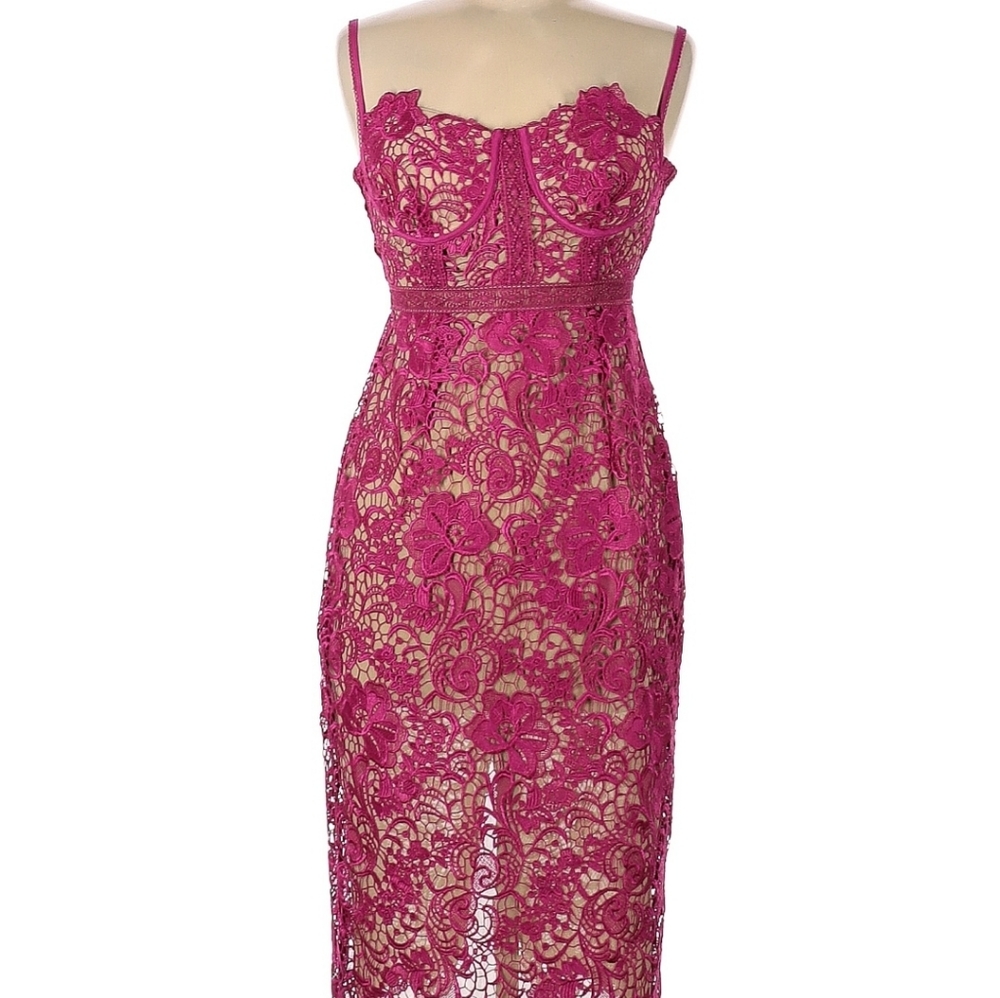 Asos pink lace cocktail dress